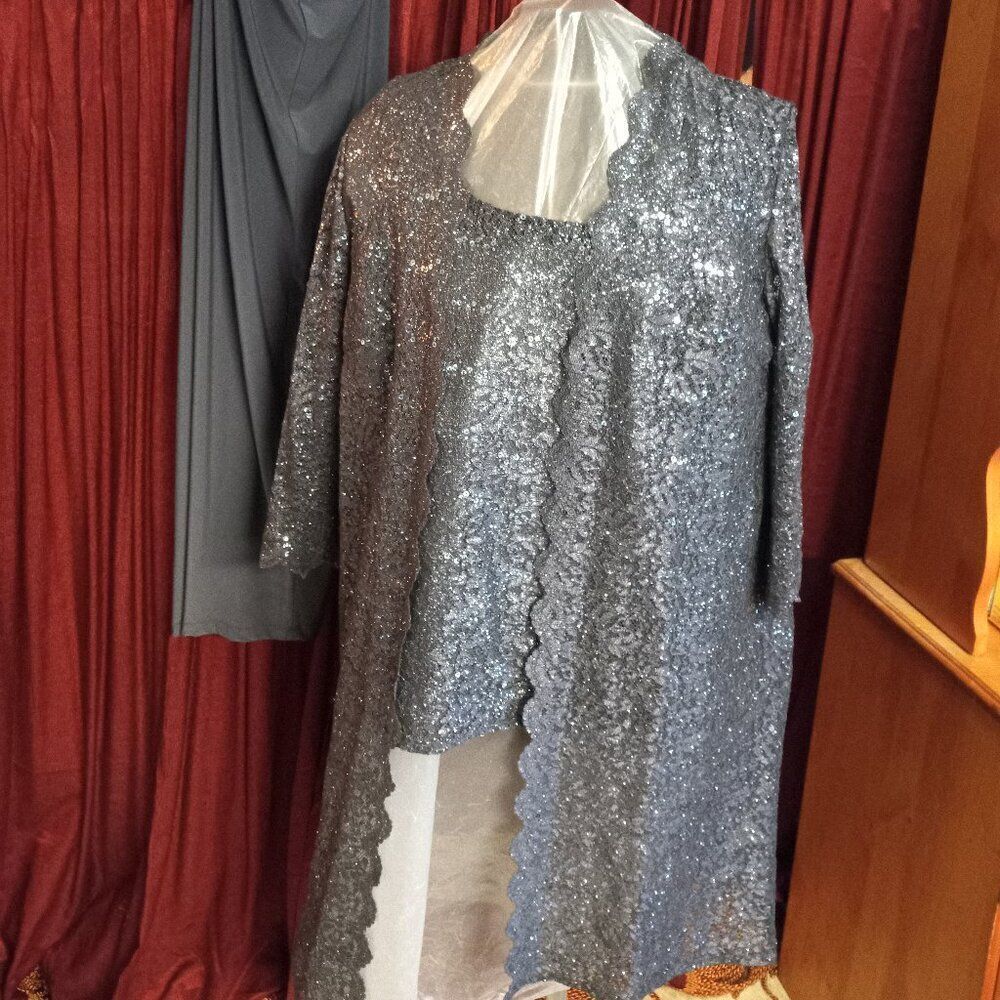 R & M Richards Woman 3 piece set 20W Gray Lace w/ Sequined Special Event Wedding